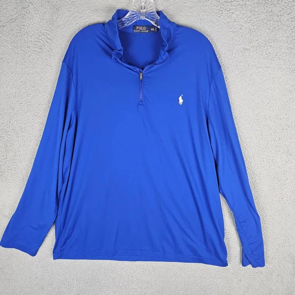 Polo Ralph Lauren Pullover Mens XXL Blue Quarter Zip Performance Long Sleeve